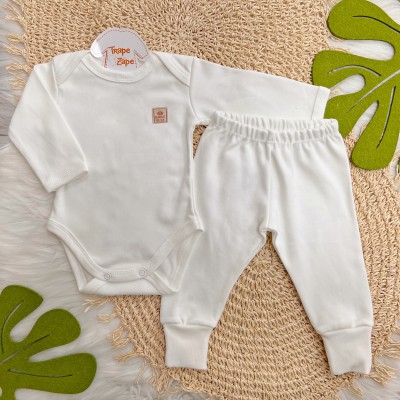 Conj. Body e Calça 100% Algodão Egípcio com Proteção UV50+ - Branco